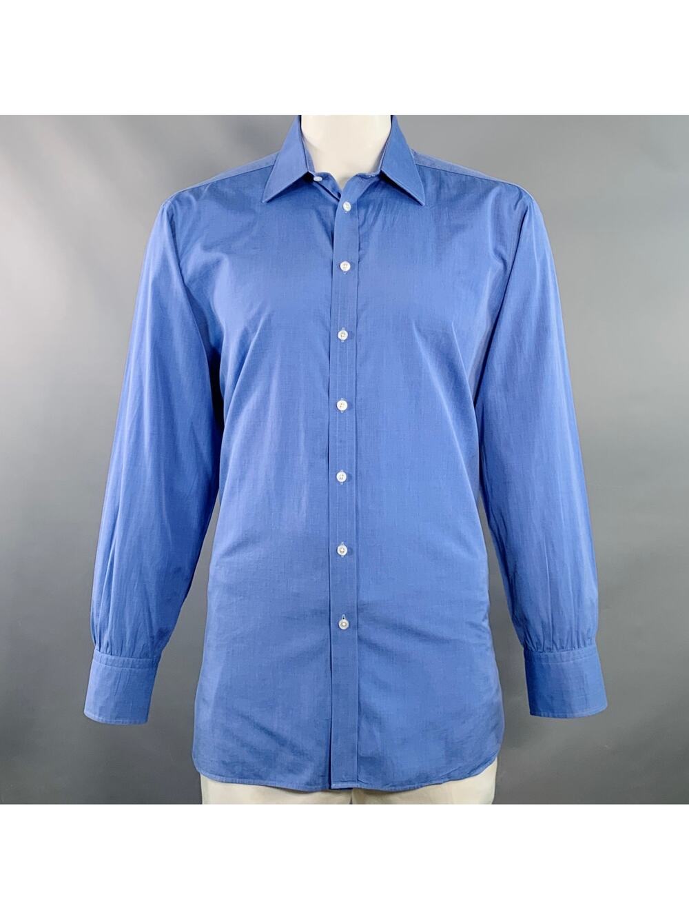 TURNBULL & ASSER Size XXL Blue Cotton Spread Collar Long Sleeve Shirt
